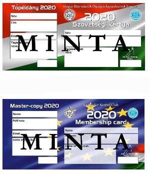 2020. éves MPK tagsági és Szövetségi kártya